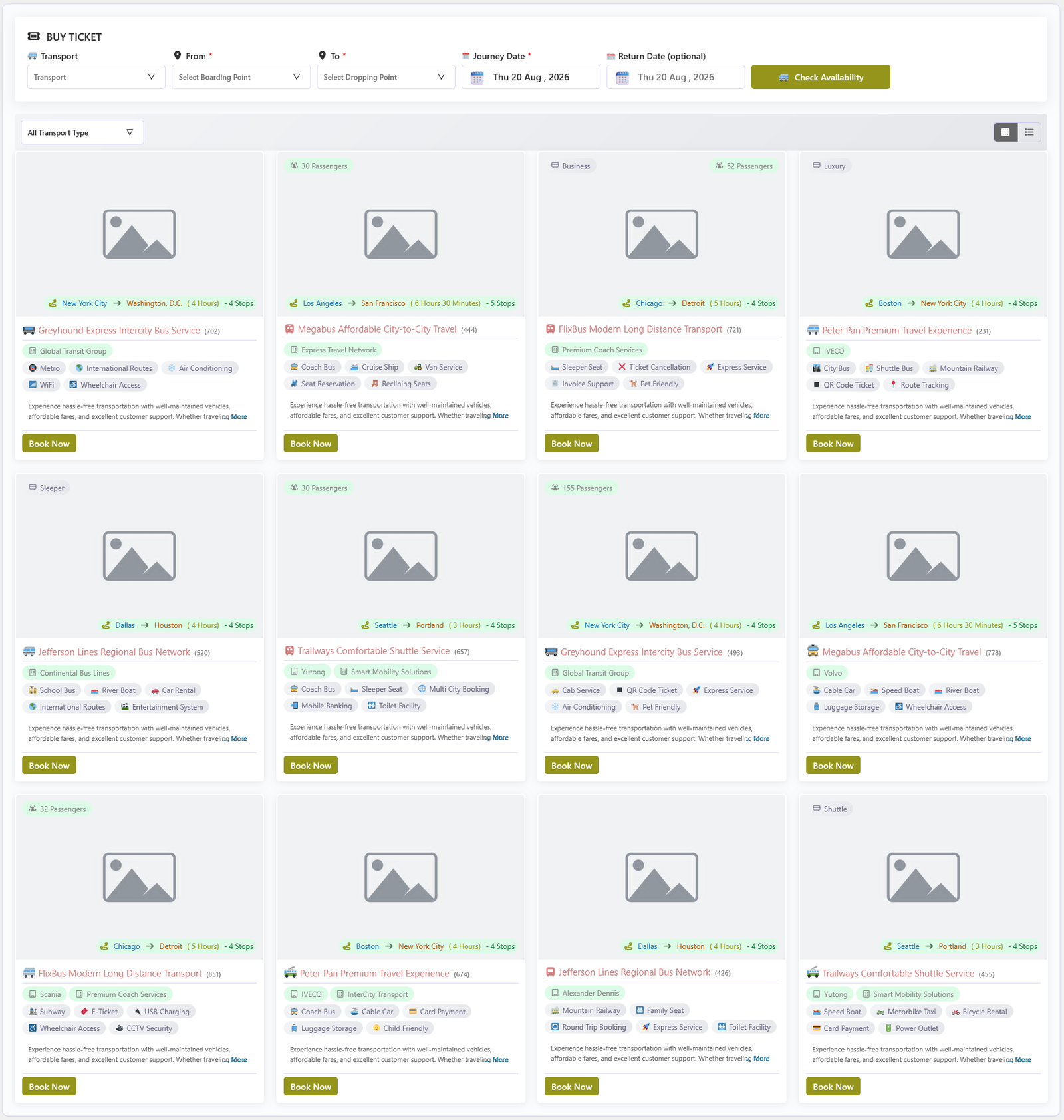 Transport Booking Add Order Dashboard