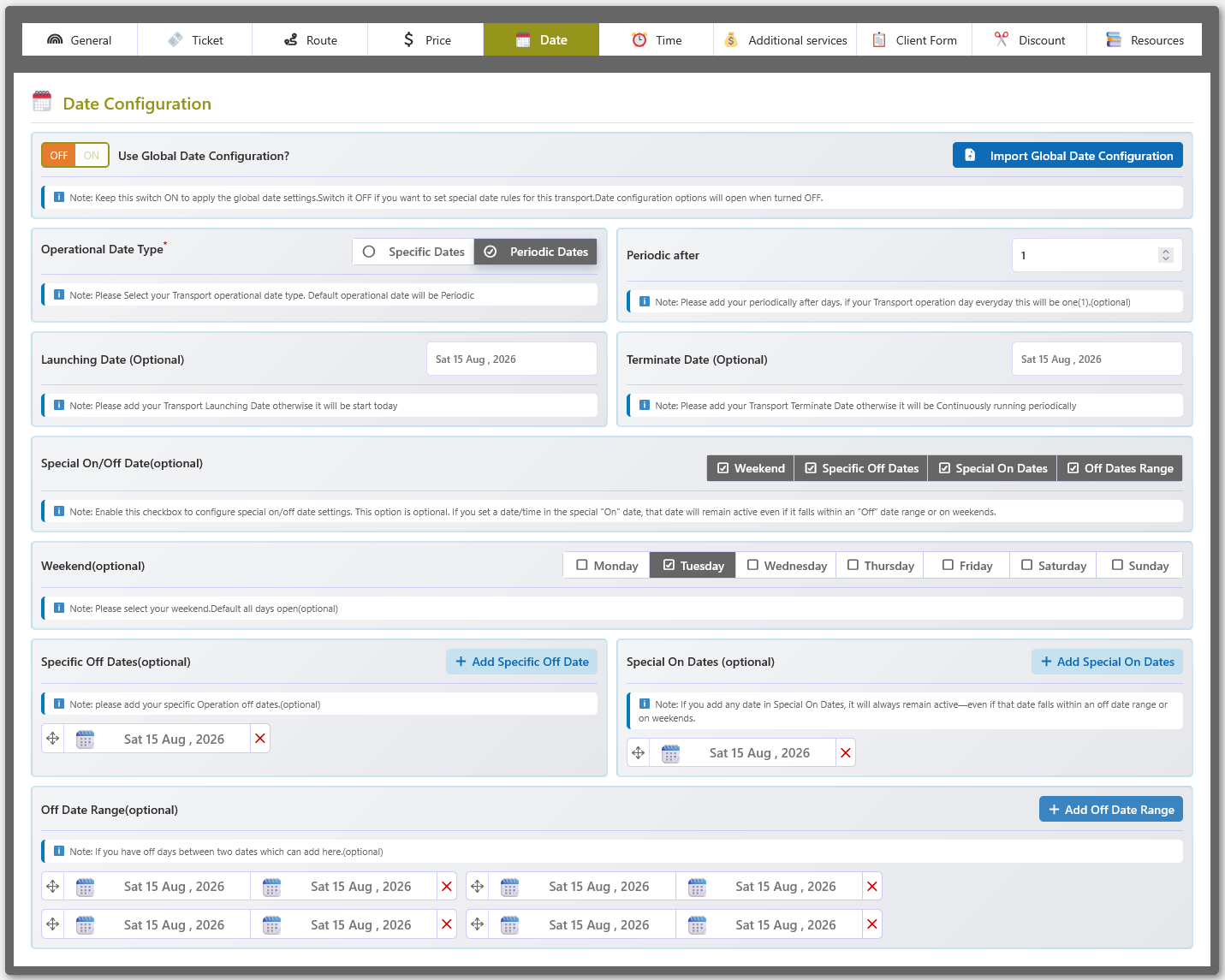 Periodic Date Configuration Overview