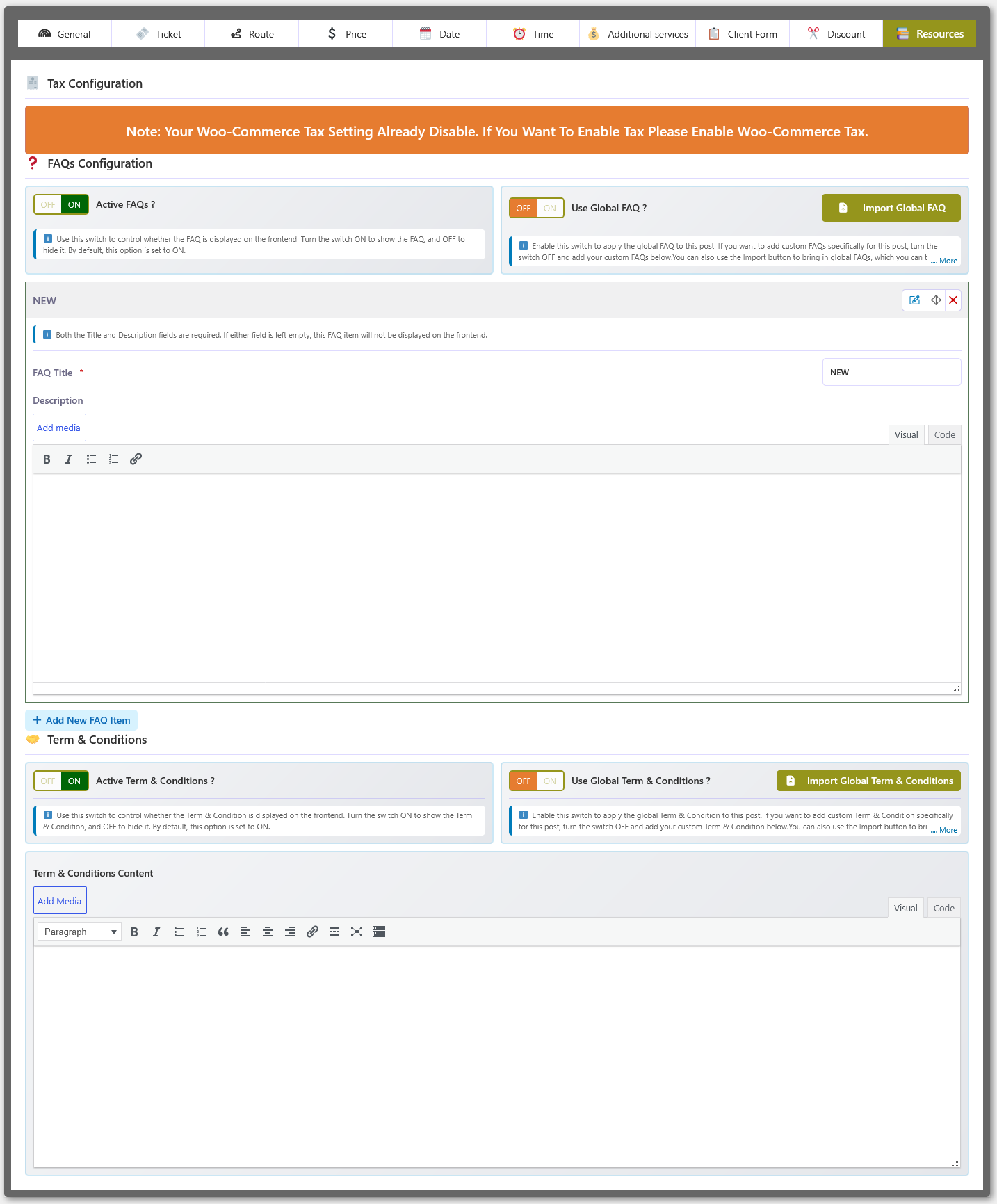 Terms & Conditions Configuration Overview