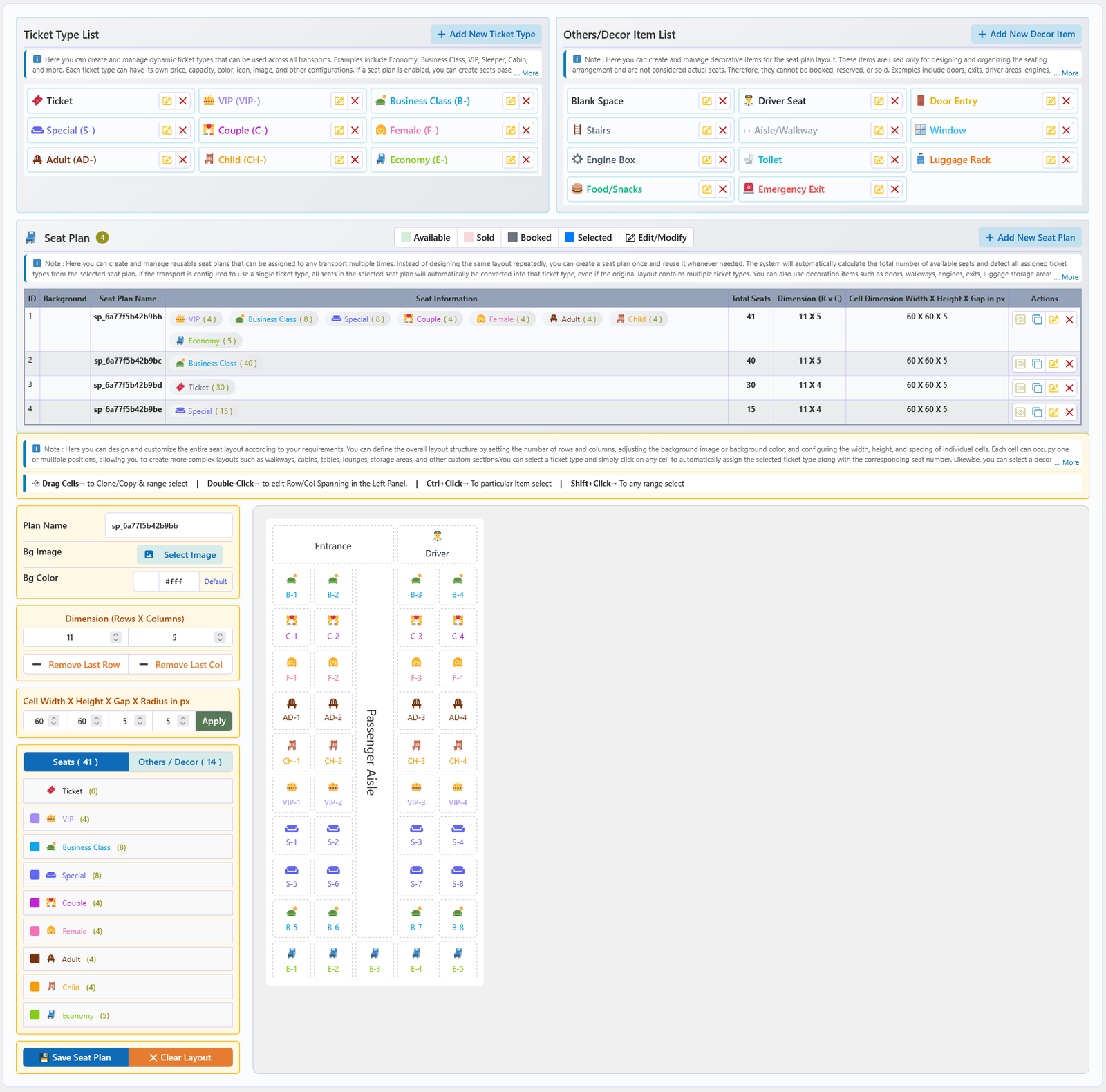 Ticket and Seat Plan Configuration Overview