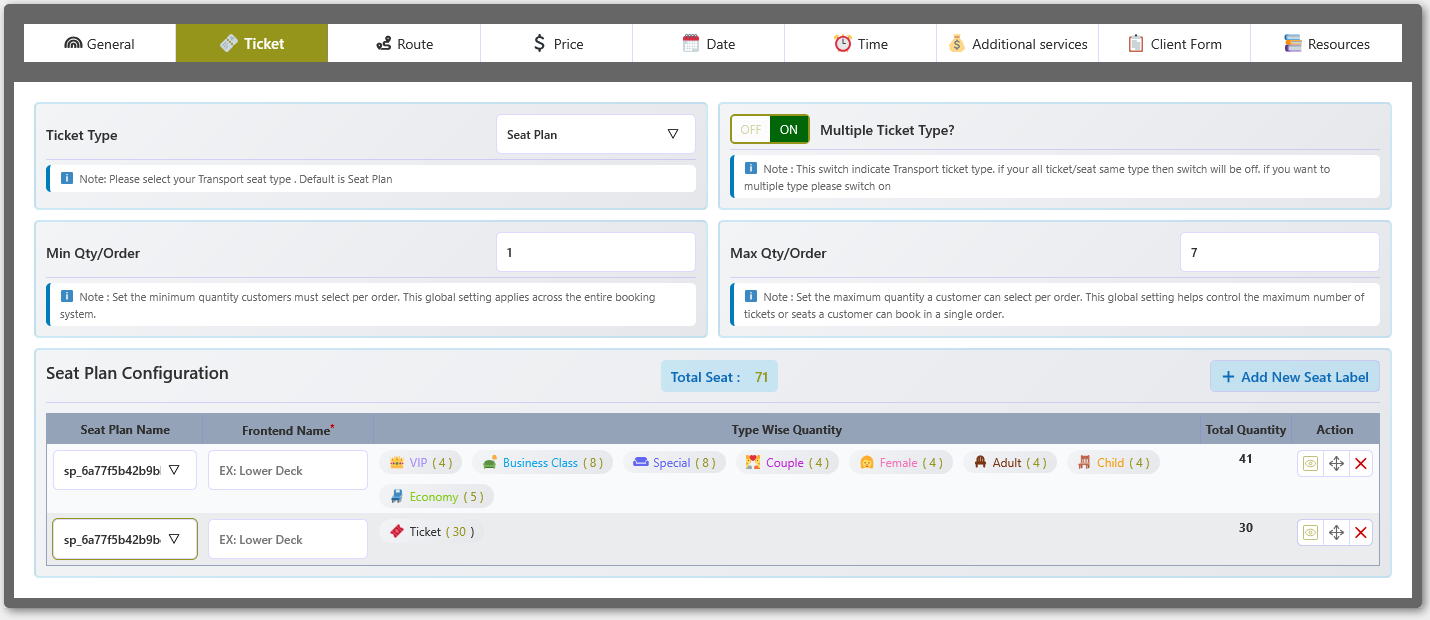 Ticket Configuration Overview