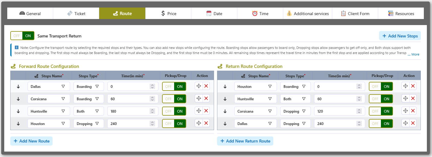 Route Configuration Overview